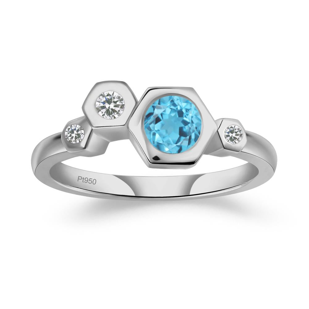 Unique Swiss Blue Topaz Constellation Ring - LUO Jewelry #metal_platinum