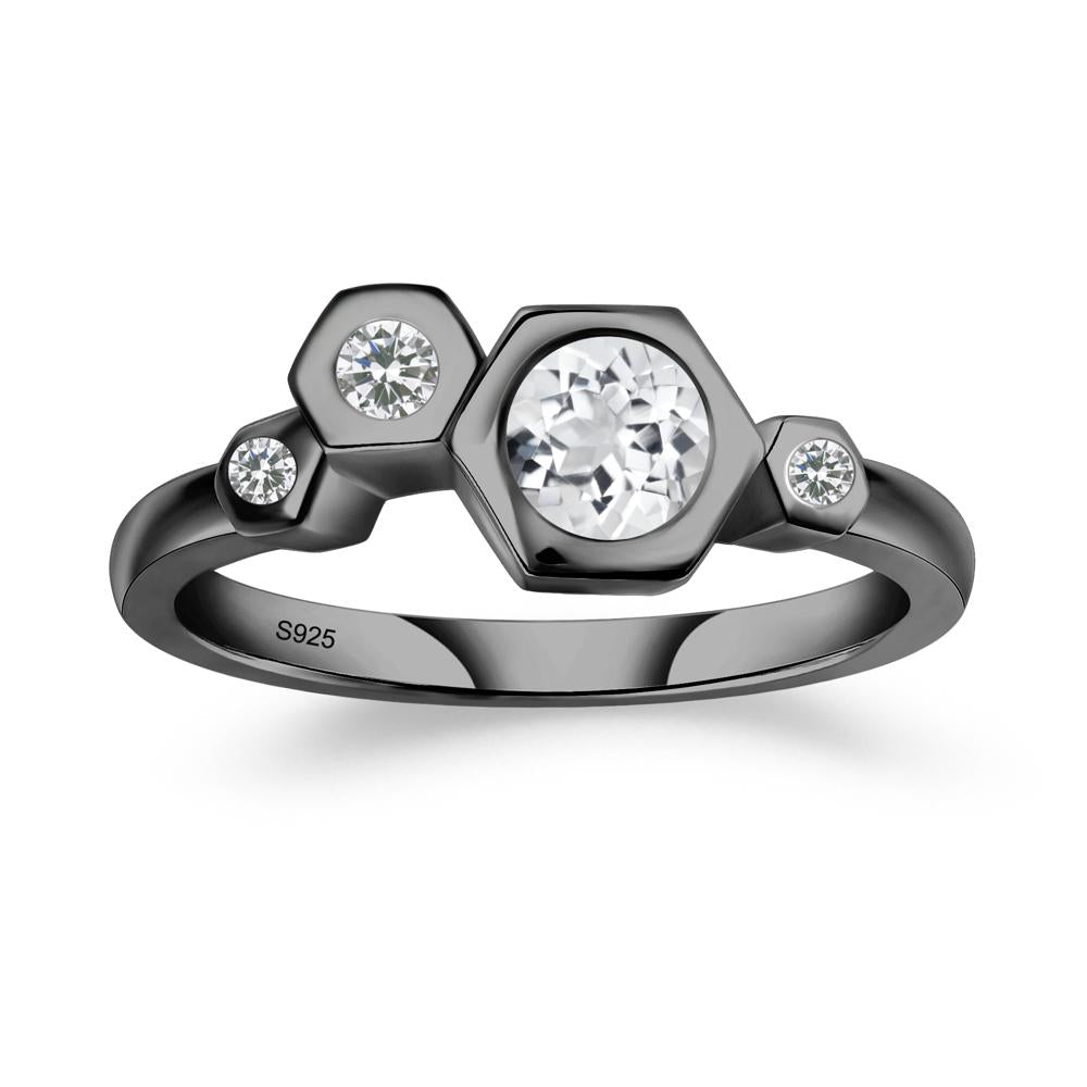 White Topaz Constellation Engagement Ring - LUO Jewelry #metal_black finish sterling silver