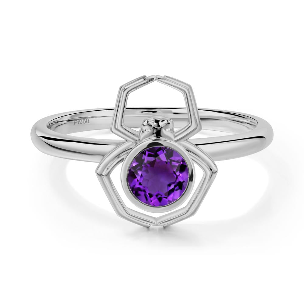 Amethyst Bezel Set Spider Ring - LUO Jewelry #metal_platinum