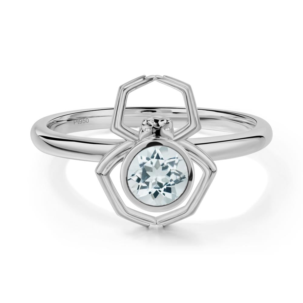 Aquamarine Bezel Set Spider Ring - LUO Jewelry #metal_platinum