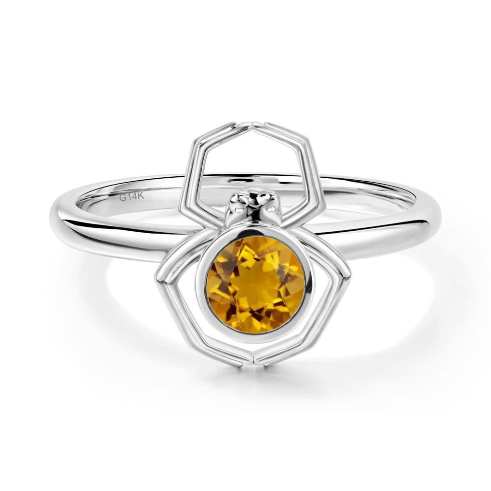 Citrine Bezel Set Spider Ring - LUO Jewelry #metal_14k white gold