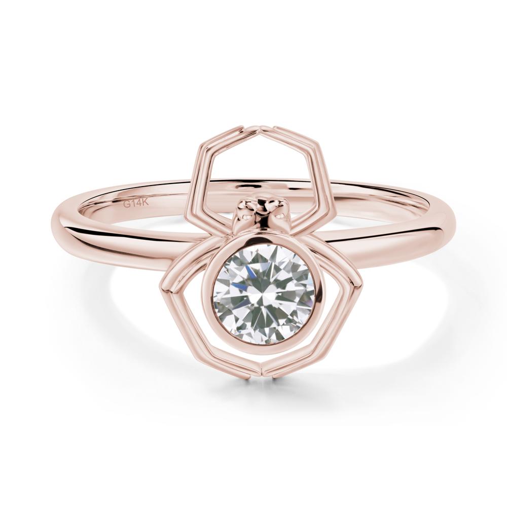 Cubic Zirconia Bezel Set Spider Ring - LUO Jewelry #metal_14k rose gold