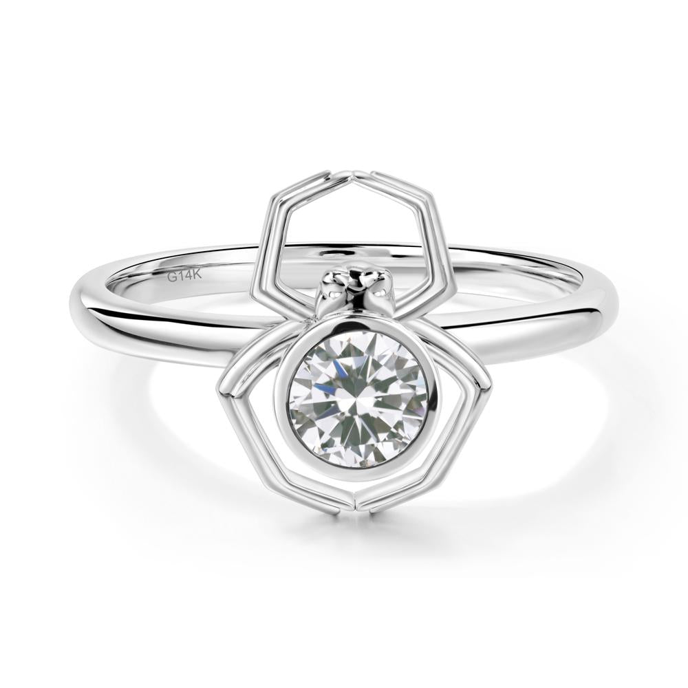 Cubic Zirconia Bezel Set Spider Ring - LUO Jewelry #metal_14k white gold