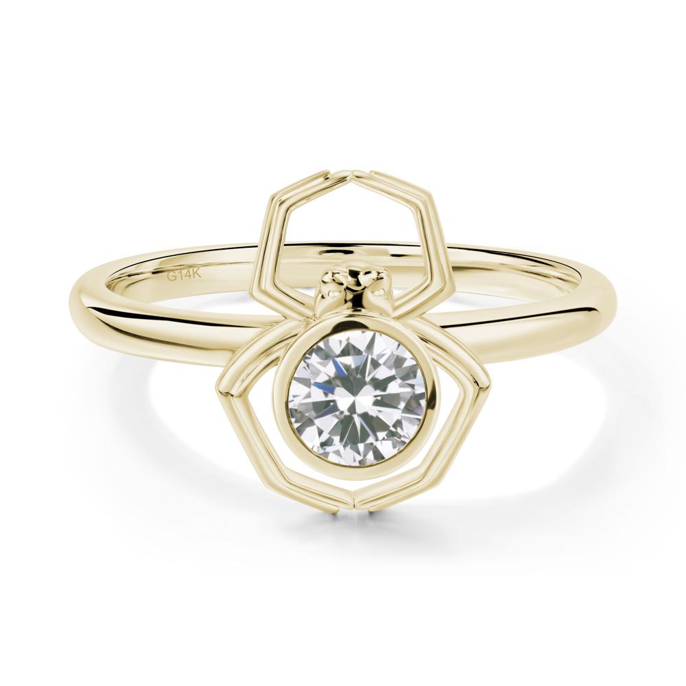 Cubic Zirconia Bezel Set Spider Ring - LUO Jewelry #metal_14k yellow gold