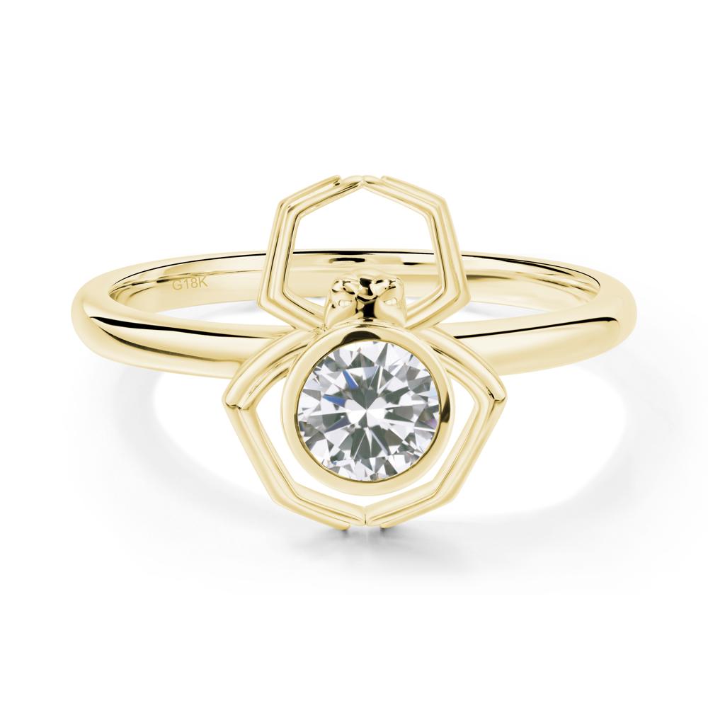 Cubic Zirconia Bezel Set Spider Ring - LUO Jewelry #metal_18k yellow gold