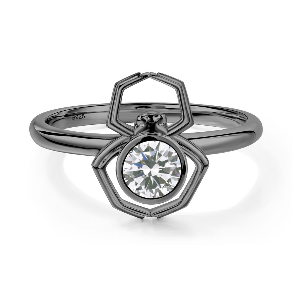 Cubic Zirconia Bezel Set Spider Ring - LUO Jewelry #metal_black finish sterling silver