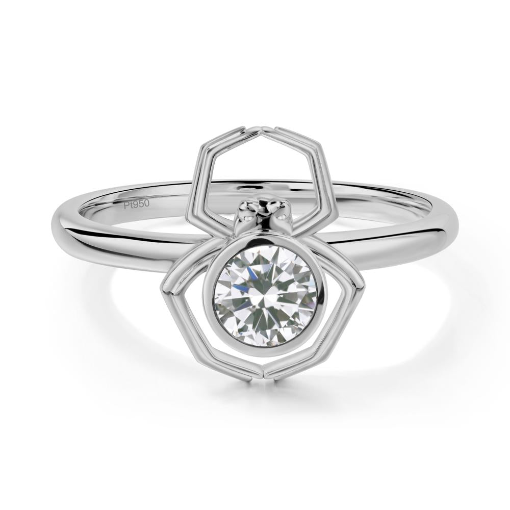 Cubic Zirconia Bezel Set Spider Ring - LUO Jewelry #metal_platinum