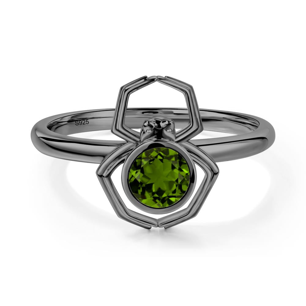 Diopside Bezel Set Spider Ring - LUO Jewelry #metal_black finish sterling silver