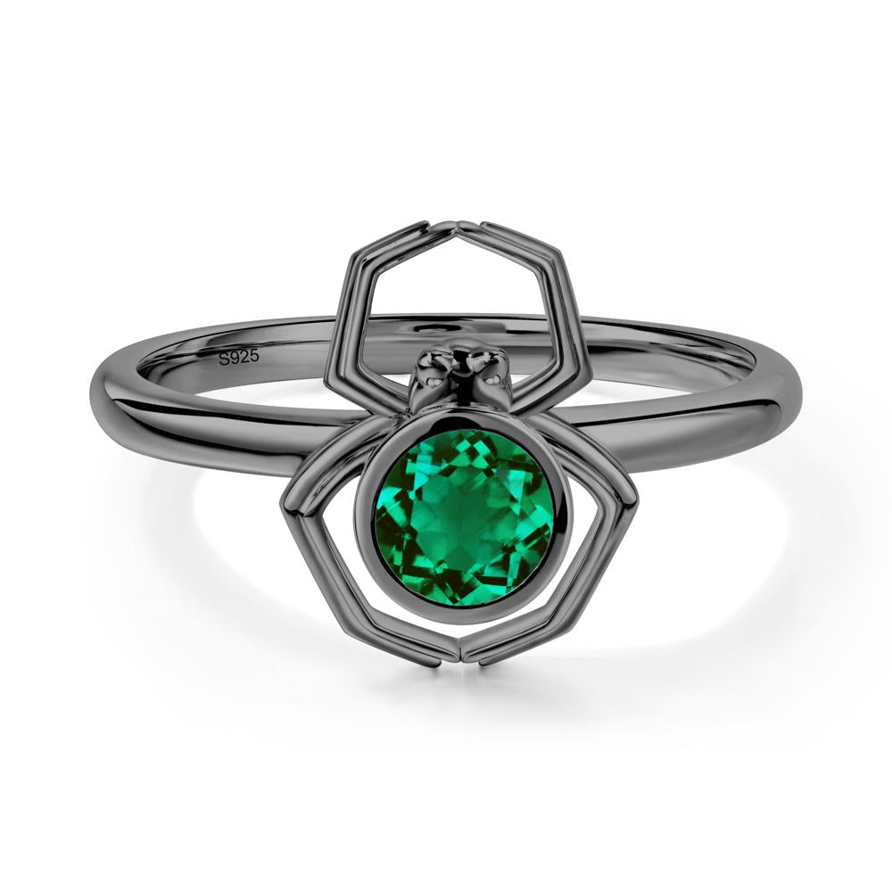 Emerald Bezel Set Spider Ring - LUO Jewelry #metal_black finish sterling silver