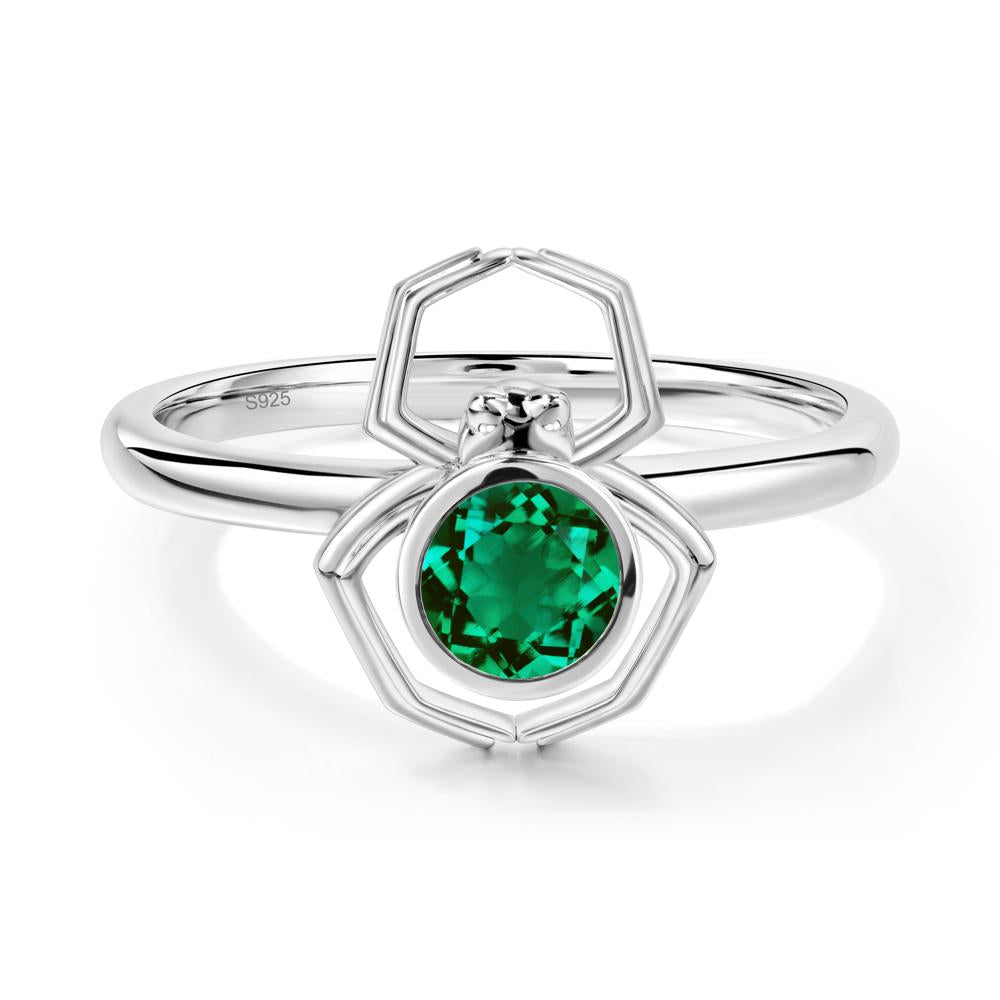 Emerald Bezel Set Spider Ring - LUO Jewelry #metal_sterling silver