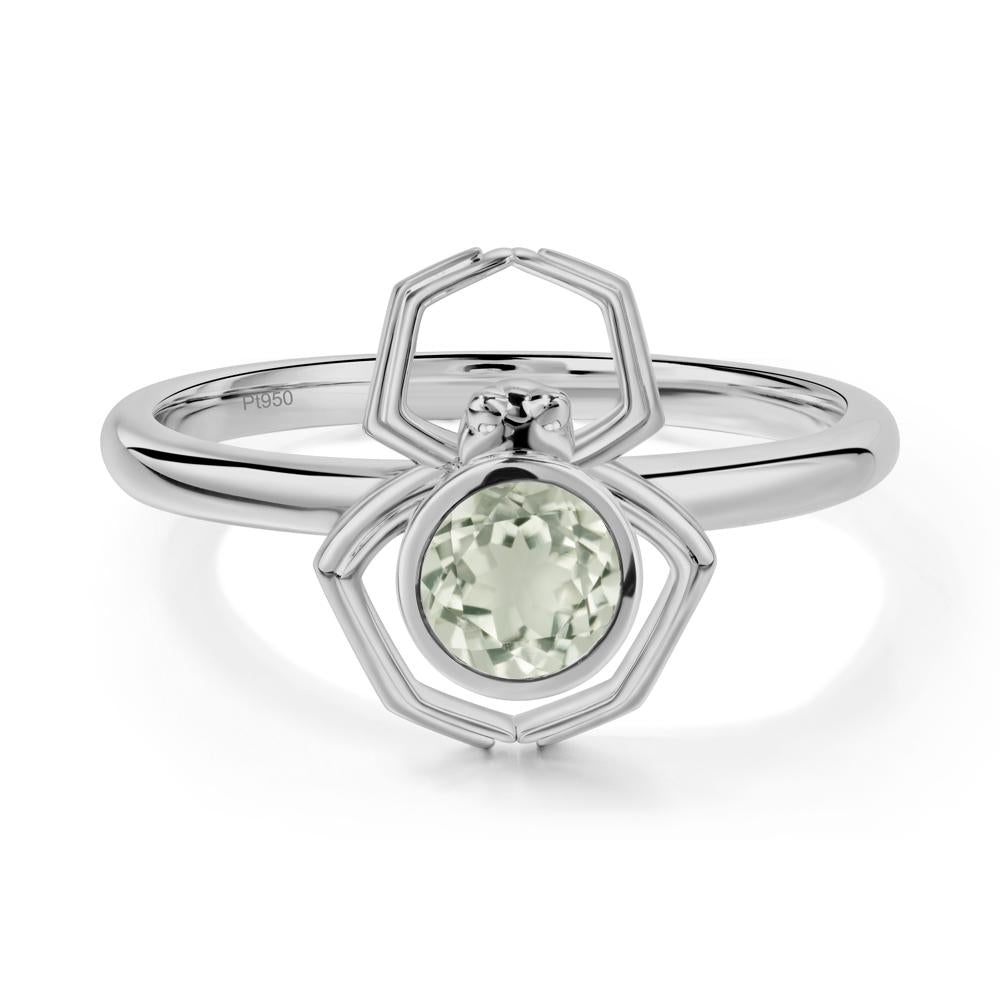 Green Amethyst Bezel Set Spider Ring - LUO Jewelry #metal_platinum