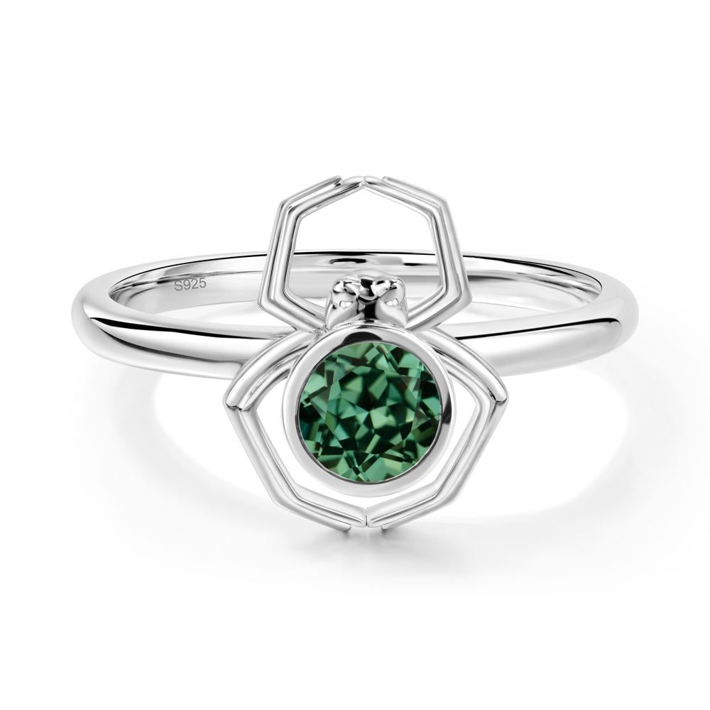 Green Sapphire Bezel Set Spider Ring - LUO Jewelry #metal_sterling silver