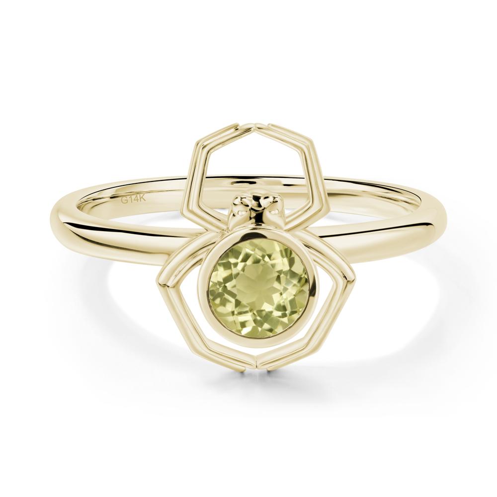 Lemon Quartz Bezel Set Spider Ring - LUO Jewelry #metal_14k yellow gold