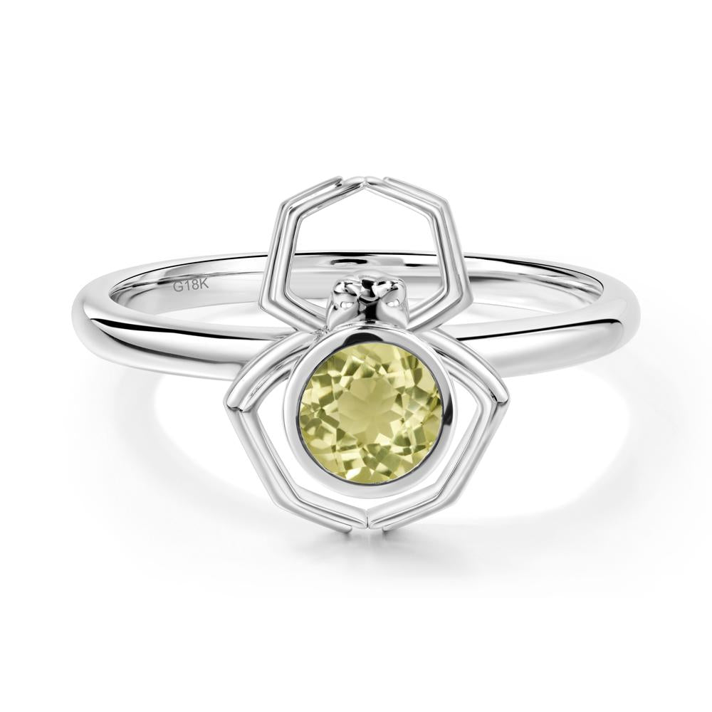 Lemon Quartz Bezel Set Spider Ring - LUO Jewelry #metal_18k white gold