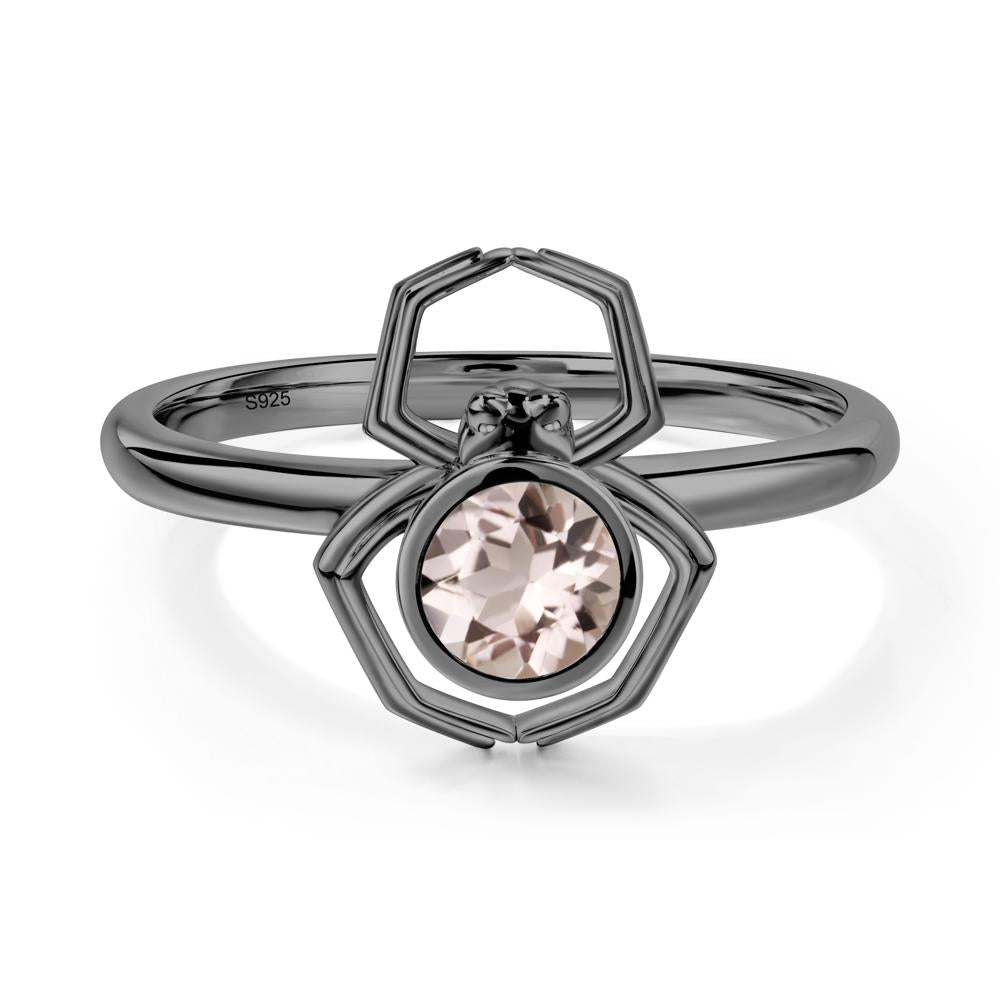 Morganite Bezel Set Spider Ring - LUO Jewelry #metal_black finish sterling silver