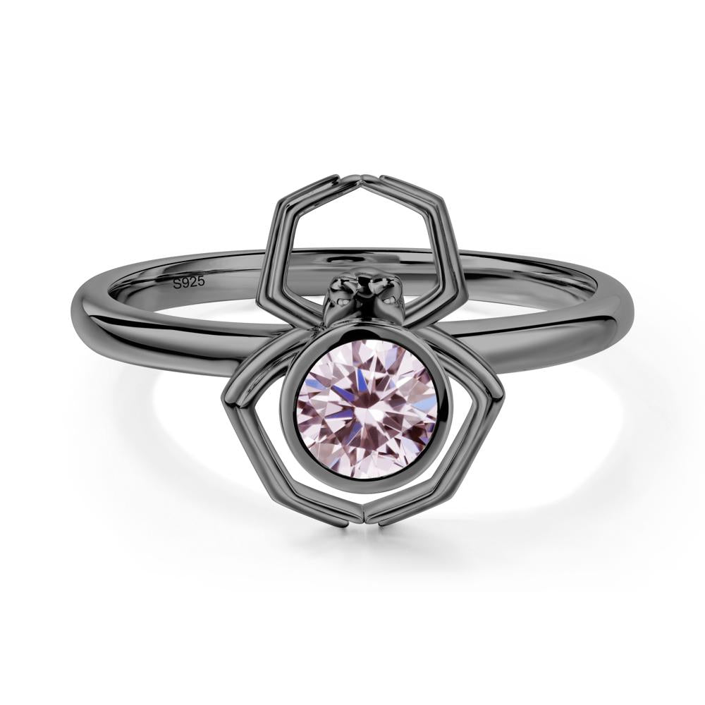 Pink Cubic Zirconia Bezel Set Spider Ring - LUO Jewelry #metal_black finish sterling silver