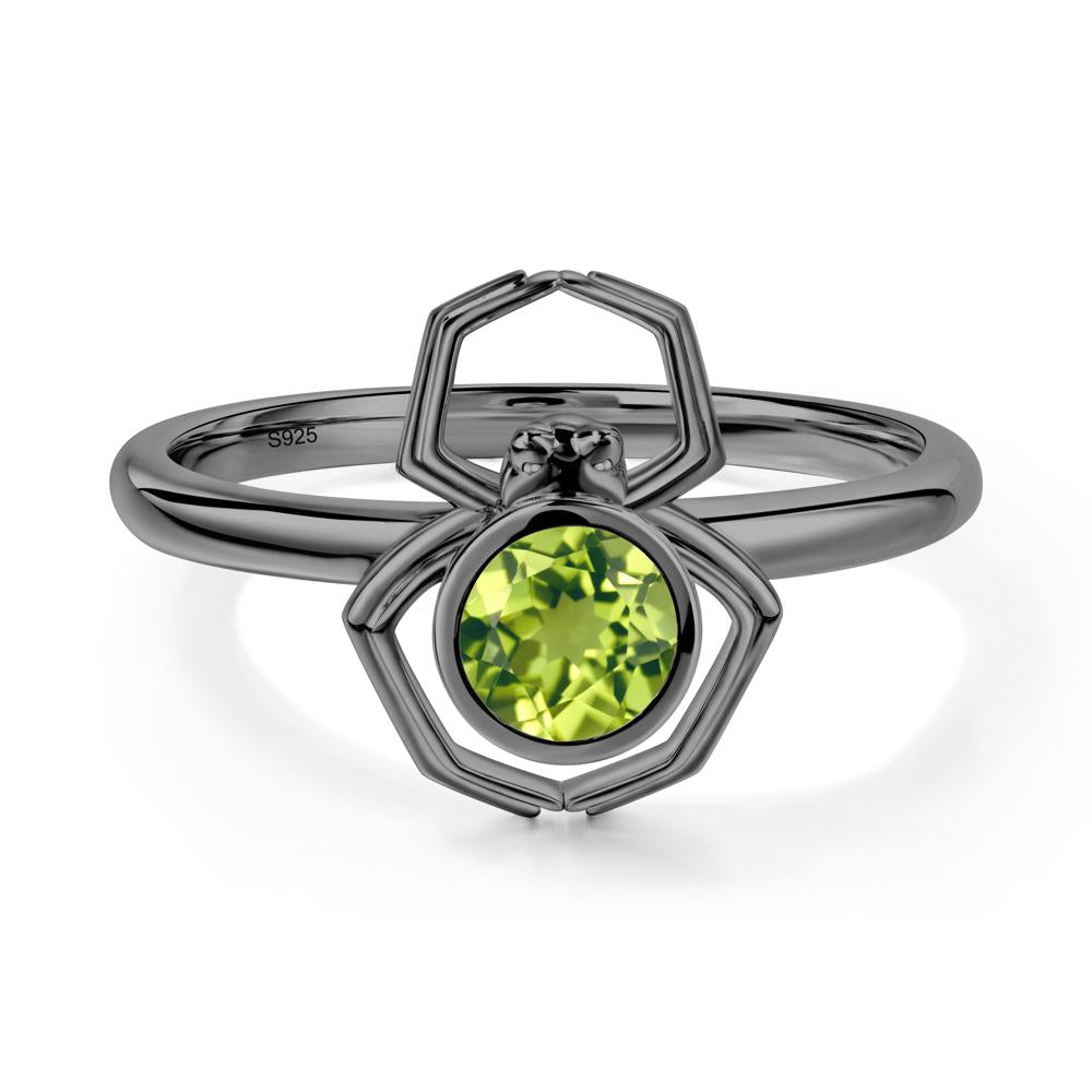 Peridot Bezel Set Spider Ring - LUO Jewelry #metal_black finish sterling silver