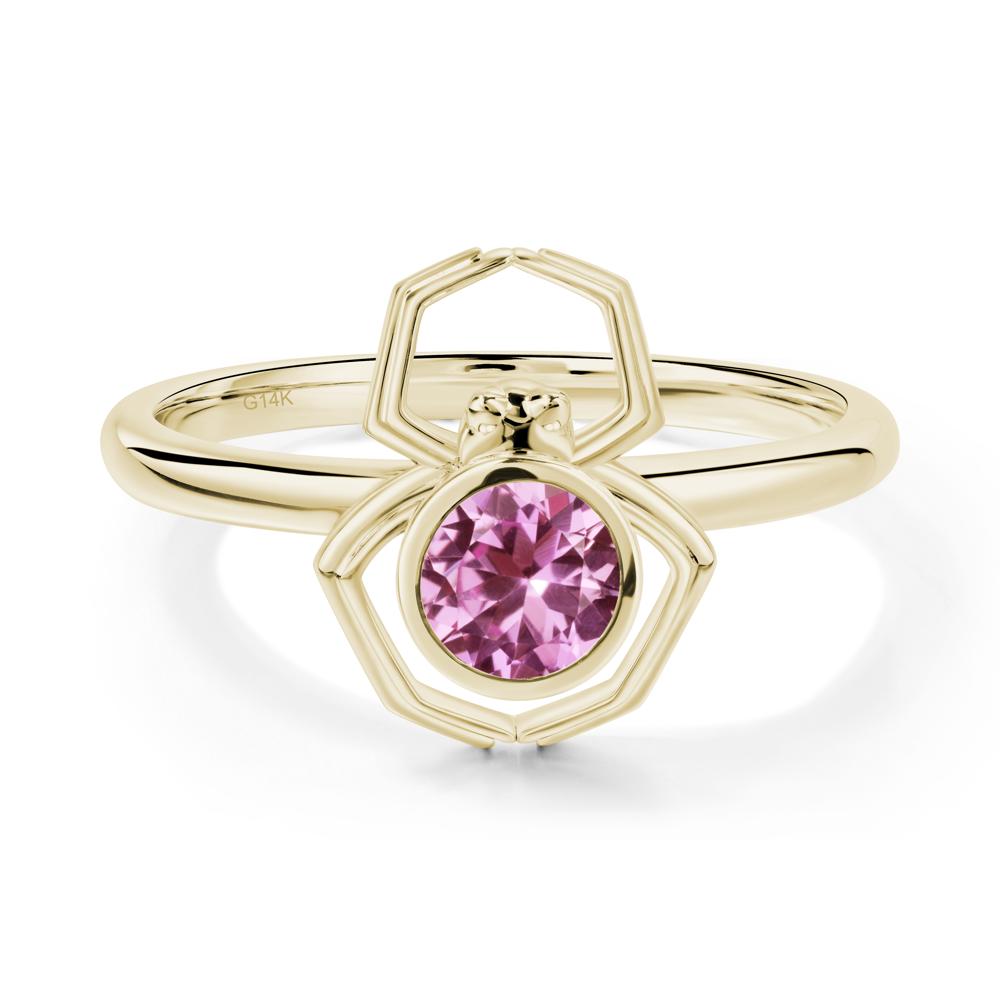 Pink Sapphire Bezel Set Spider Ring - LUO Jewelry #metal_14k yellow gold