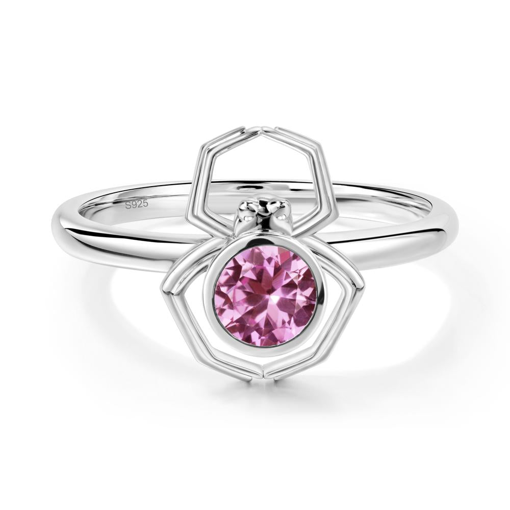 Pink Sapphire Bezel Set Spider Ring - LUO Jewelry #metal_sterling silver