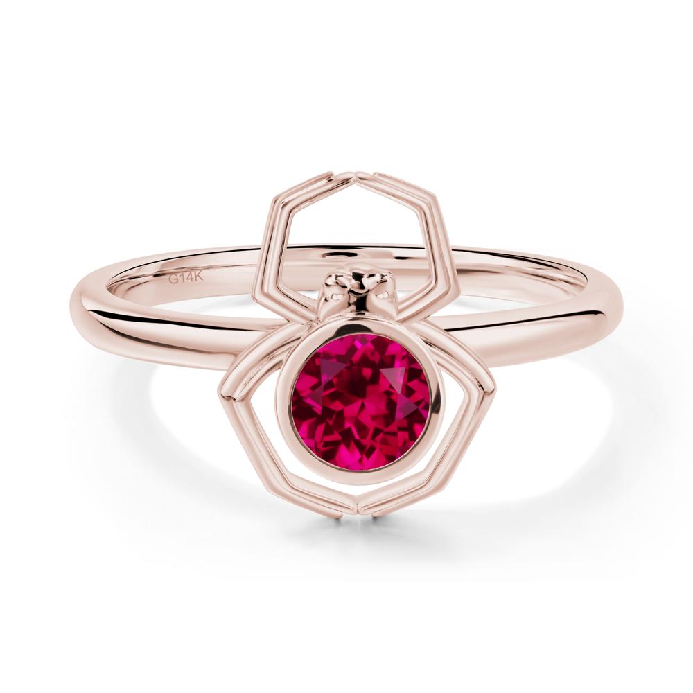 Ruby Bezel Set Spider Ring - LUO Jewelry #metal_14k rose gold