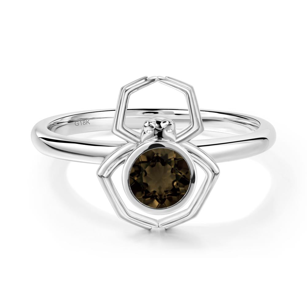 Smoky Quartz Bezel Set Spider Ring - LUO Jewelry #metal_18k white gold