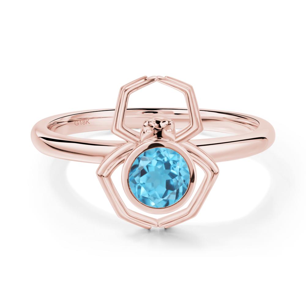 Swiss Blue Topaz Bezel Set Spider Ring - LUO Jewelry #metal_18k rose gold