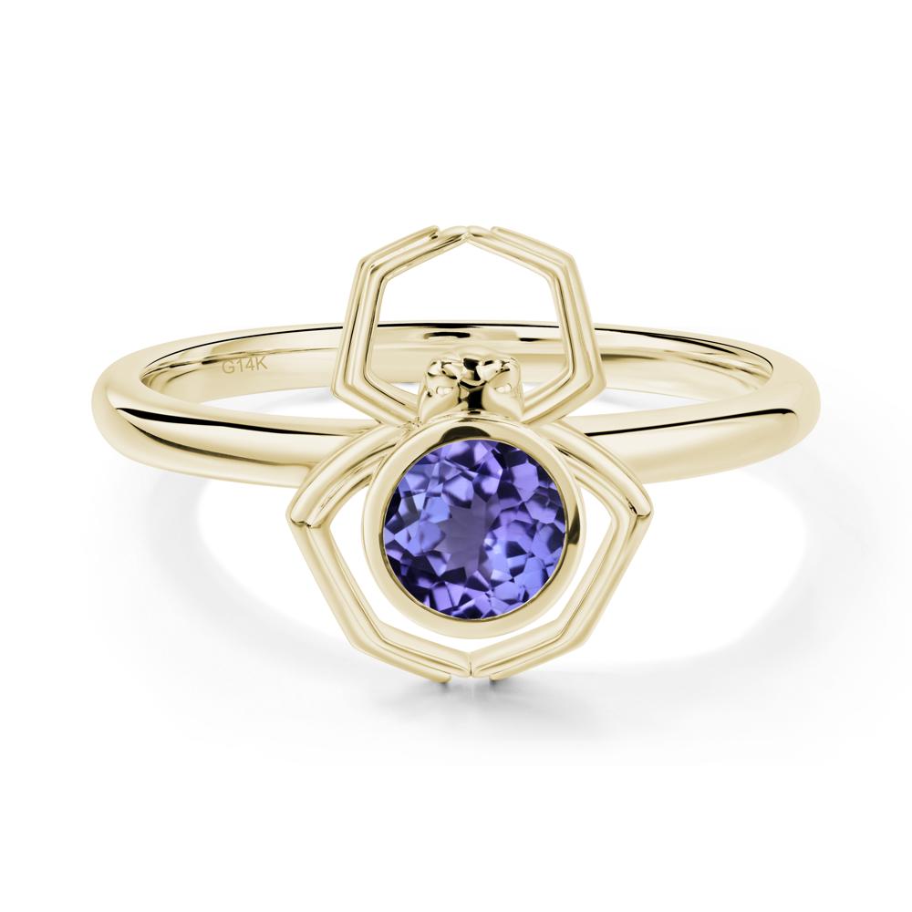 Tanzanite Bezel Set Spider Ring - LUO Jewelry #metal_14k yellow gold