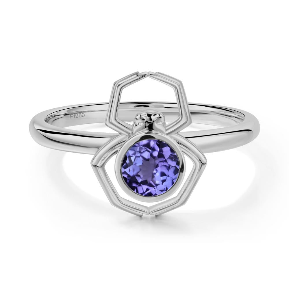 Tanzanite Bezel Set Spider Ring - LUO Jewelry #metal_platinum