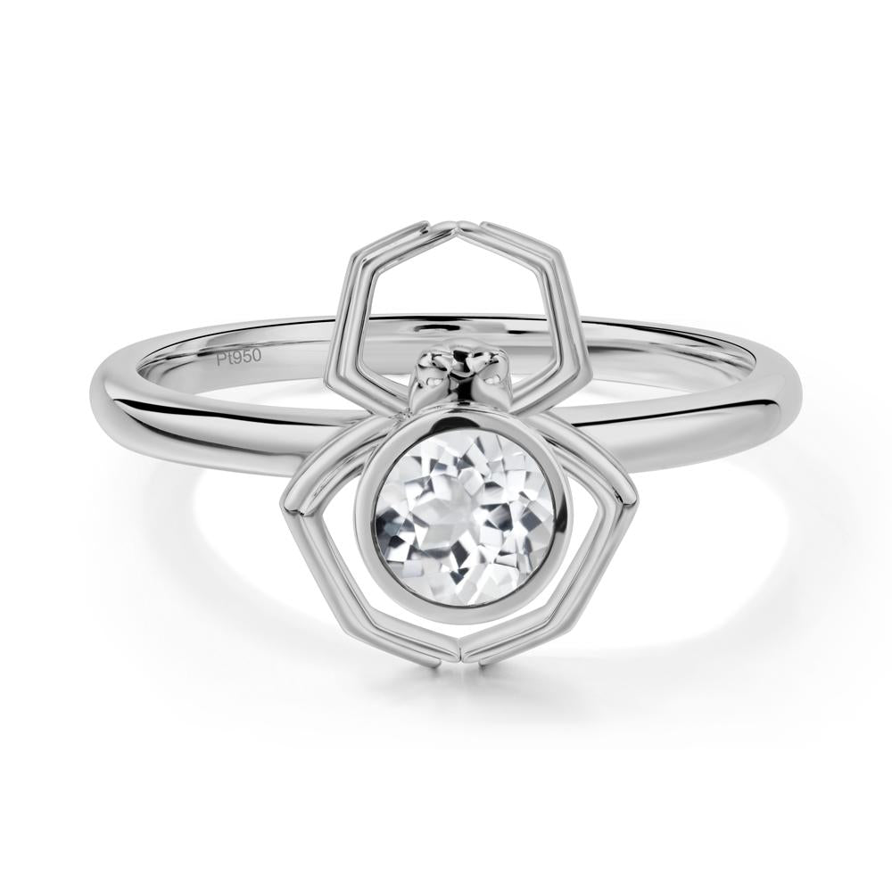 White Topaz Bezel Set Spider Ring - LUO Jewelry #metal_platinum