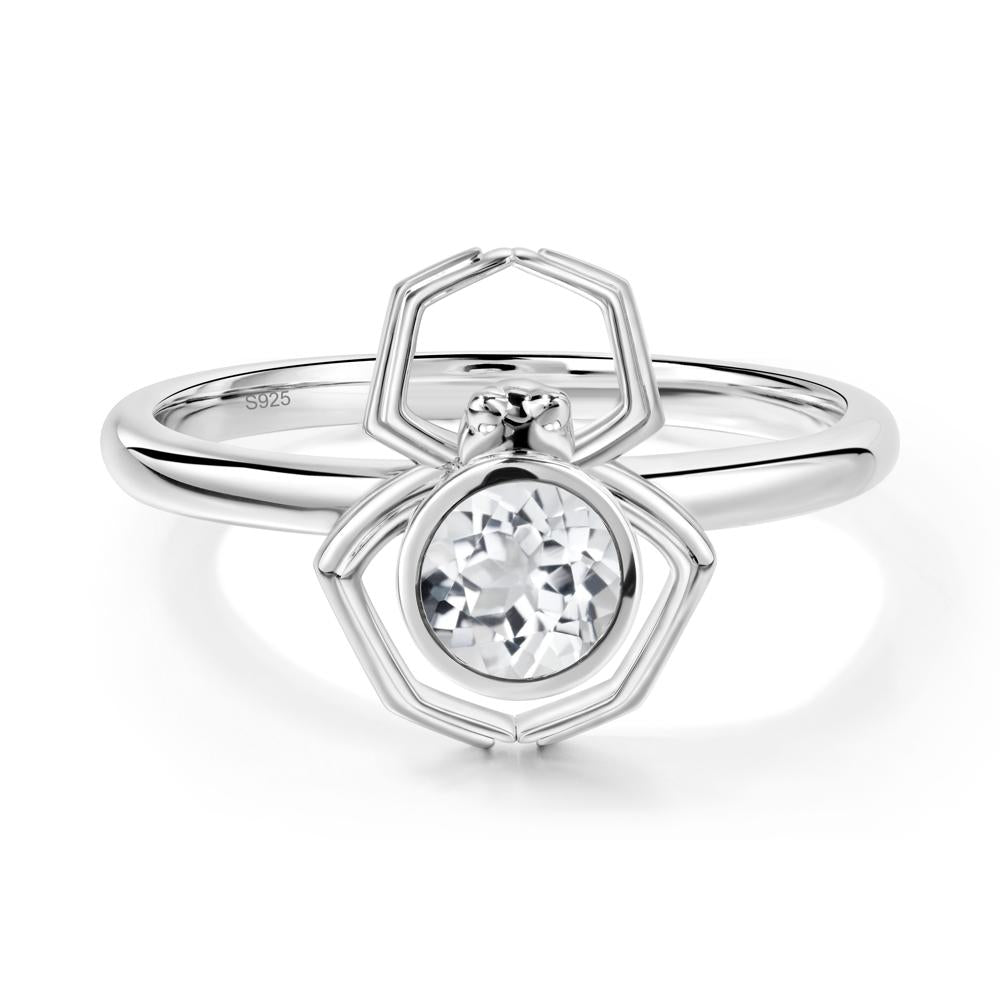 White Topaz Bezel Set Spider Ring - LUO Jewelry #metal_sterling silver