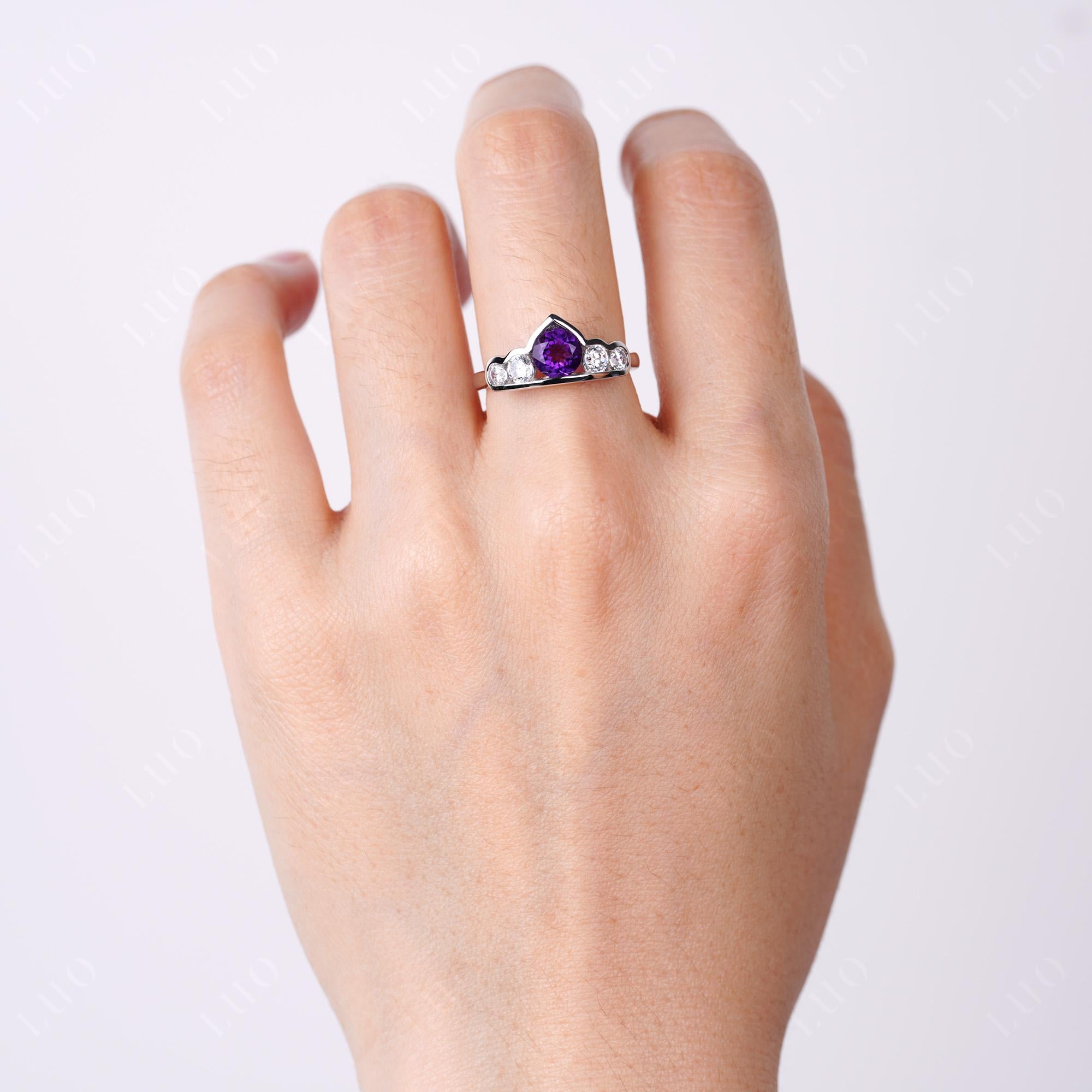 Vintage Amethyst Cluster Ring Yellow Gold - LUO Jewelry