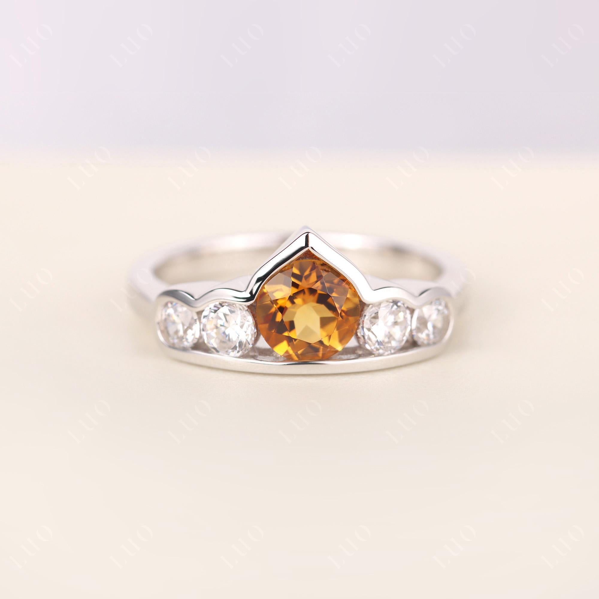 Vintage Citrine Cluster Ring Yellow Gold - LUO Jewelry