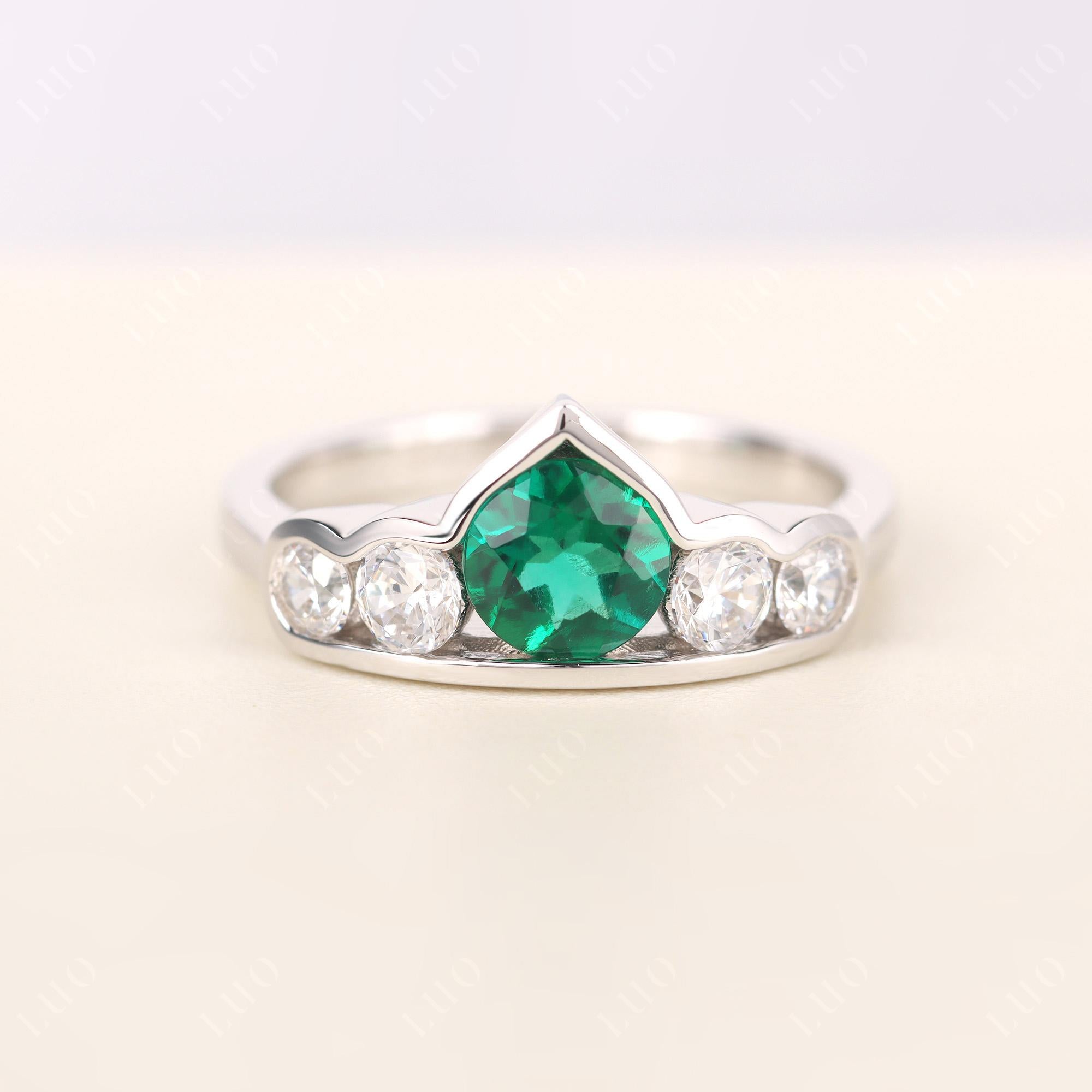 Vintage Lab Emerald Cluster Ring Yellow Gold - LUO Jewelry