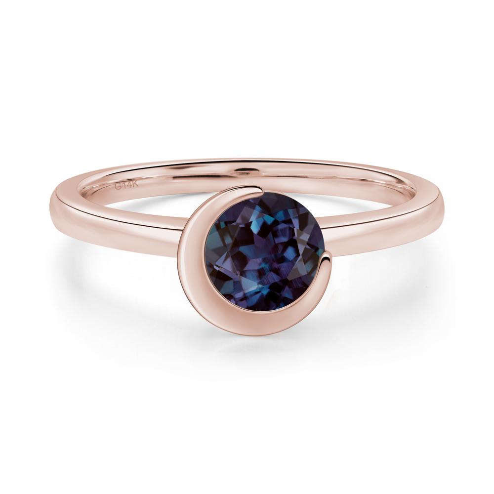 Alexandrite New Moon Bezel Ring - LUO Jewelry #metal_14k rose gold