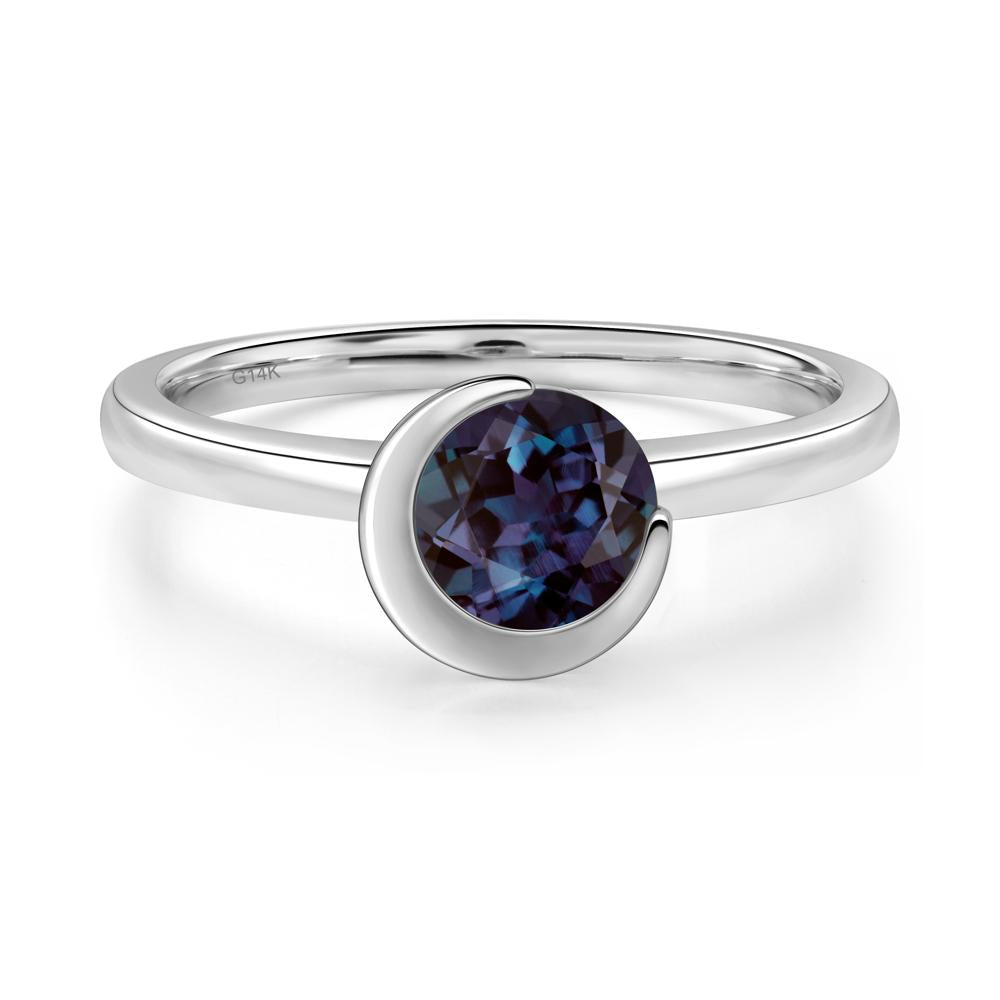 Alexandrite New Moon Bezel Ring - LUO Jewelry #metal_14k white gold