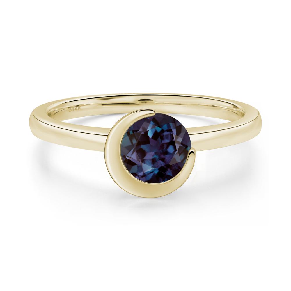 Alexandrite New Moon Bezel Ring - LUO Jewelry #metal_14k yellow gold