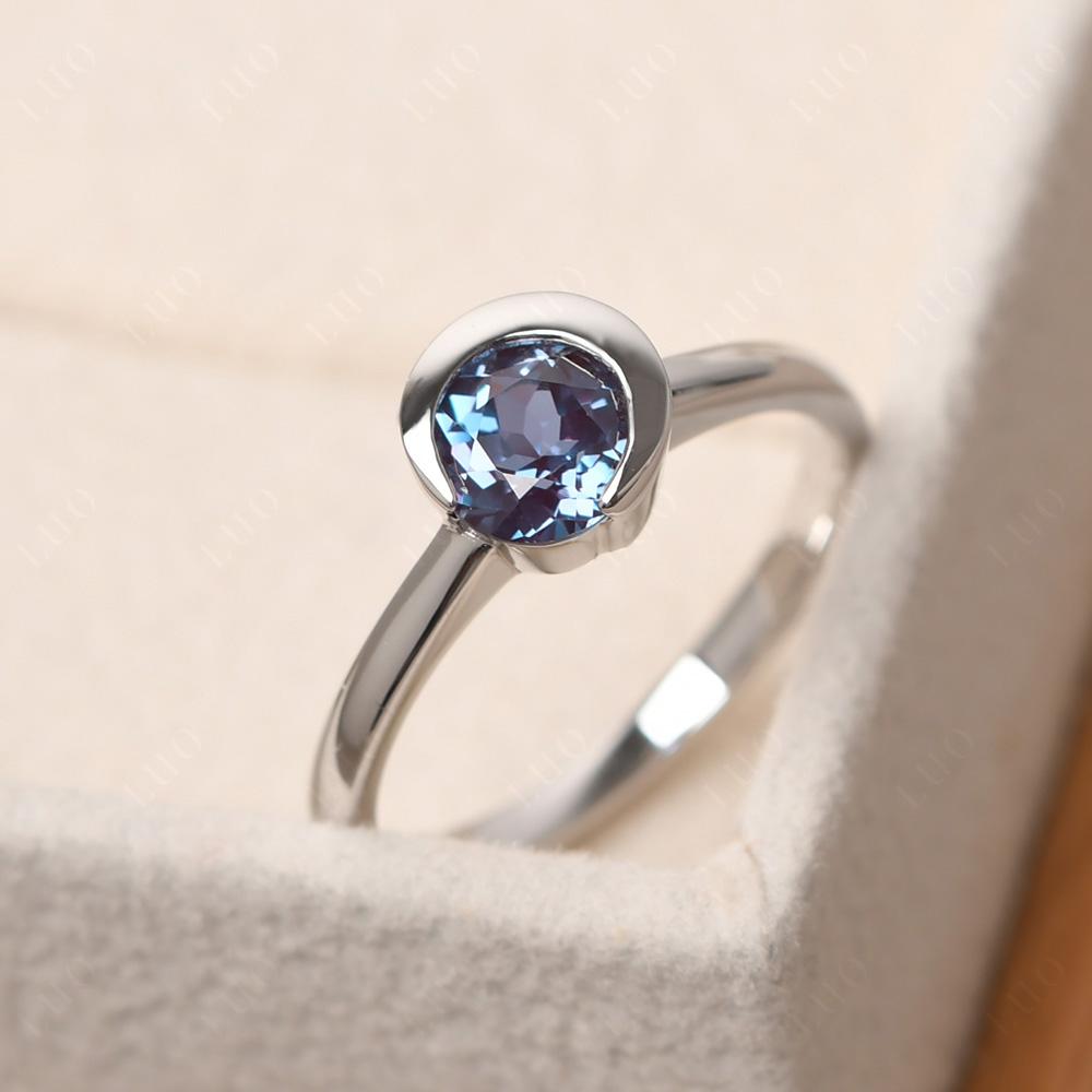 Alexandrite New Moon Bezel Ring - LUO Jewelry 