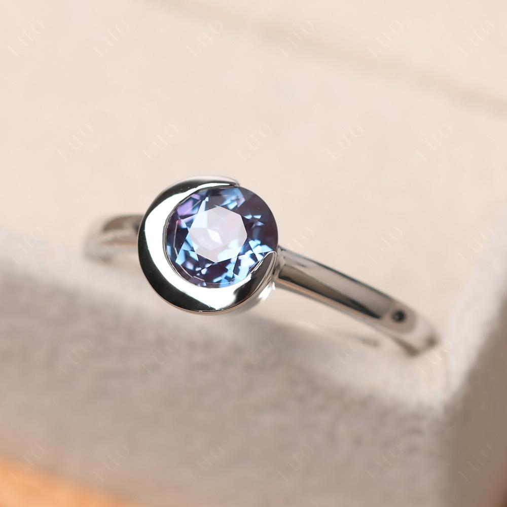 Alexandrite New Moon Bezel Ring - LUO Jewelry 