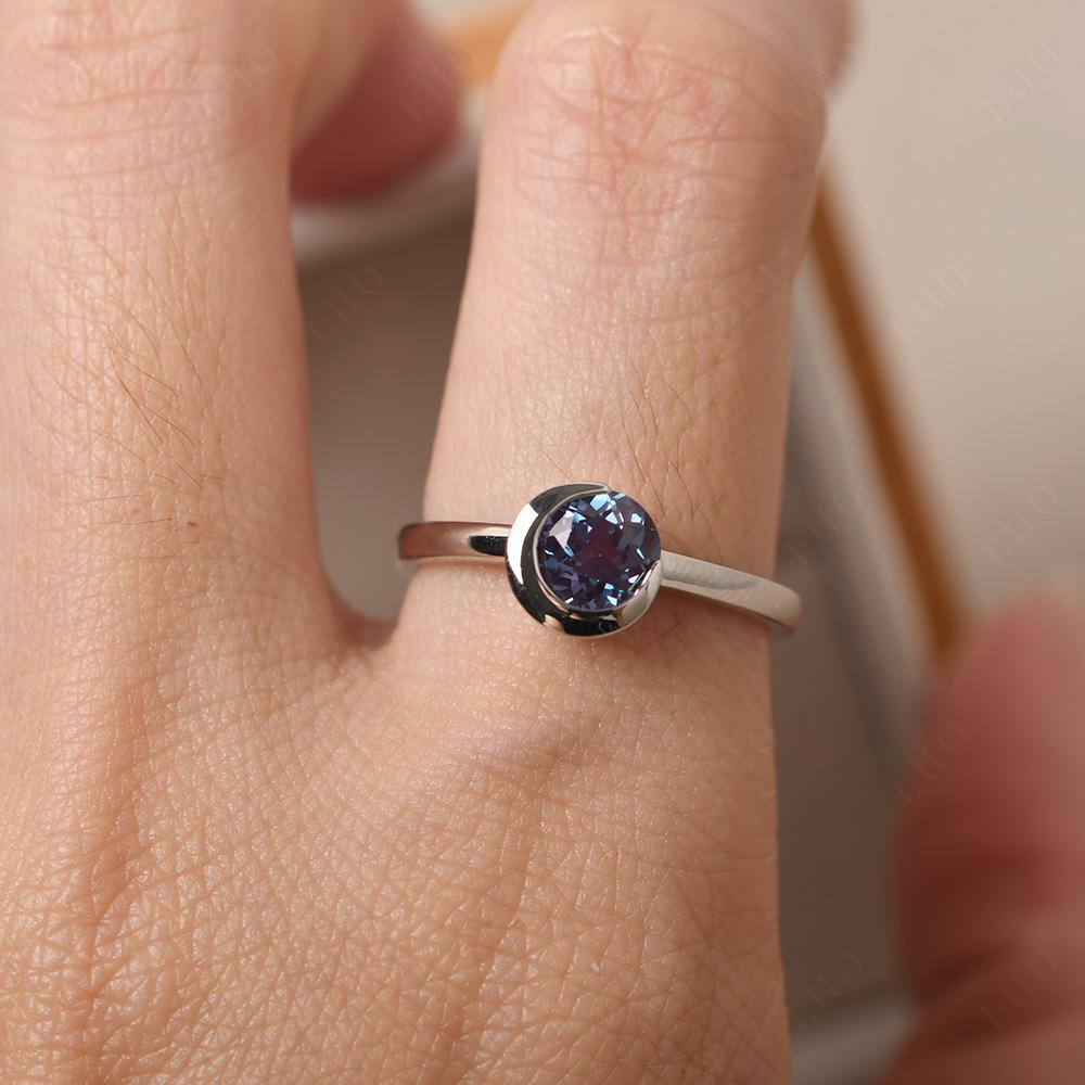 Alexandrite New Moon Bezel Ring - LUO Jewelry 