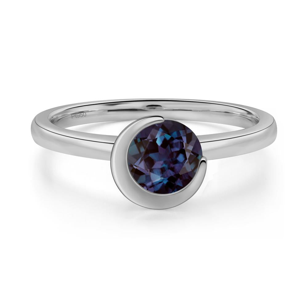 Alexandrite New Moon Bezel Ring - LUO Jewelry #metal_platinum