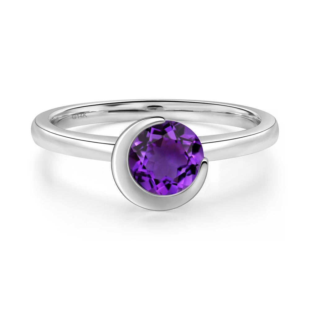 Amethyst Moon Engagement Ring - LUO Jewelry #metal_14k white gold