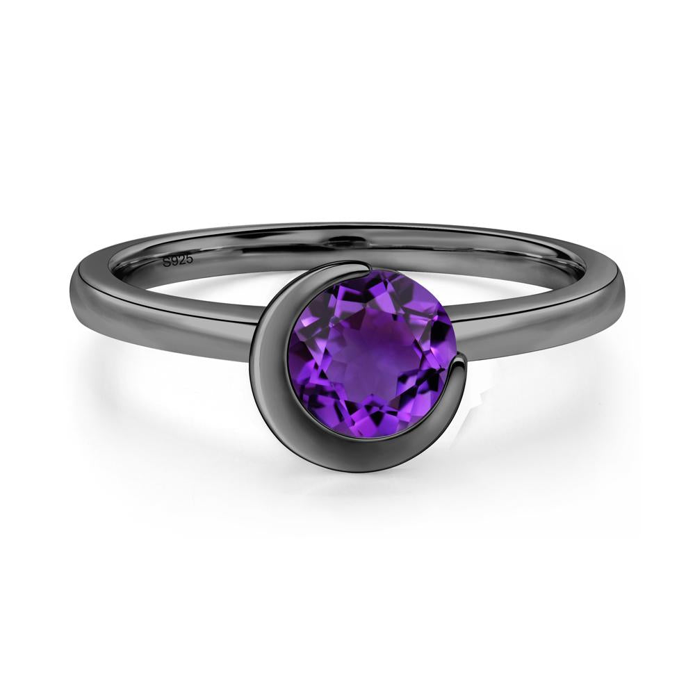 Amethyst Moon Engagement Ring - LUO Jewelry #metal_black finish sterling silver