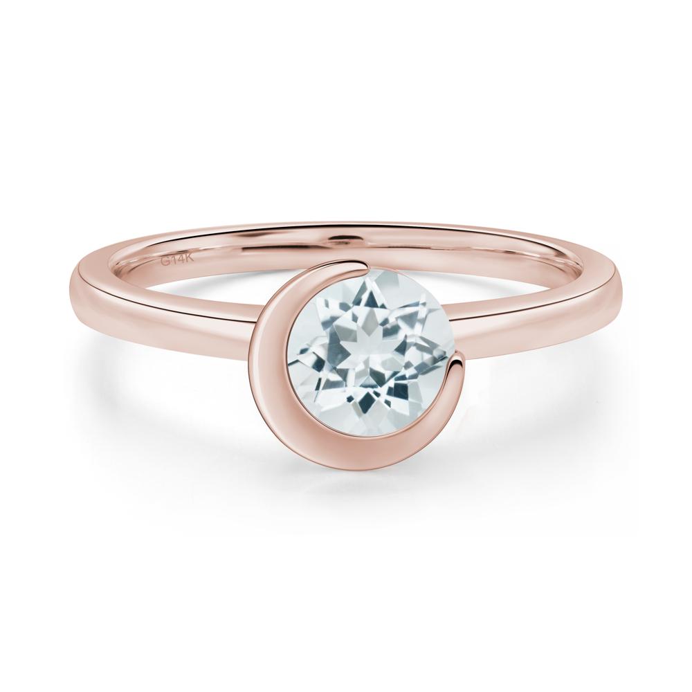 Aquamarine Moon Engagement Ring - LUO Jewelry #metal_14k rose gold