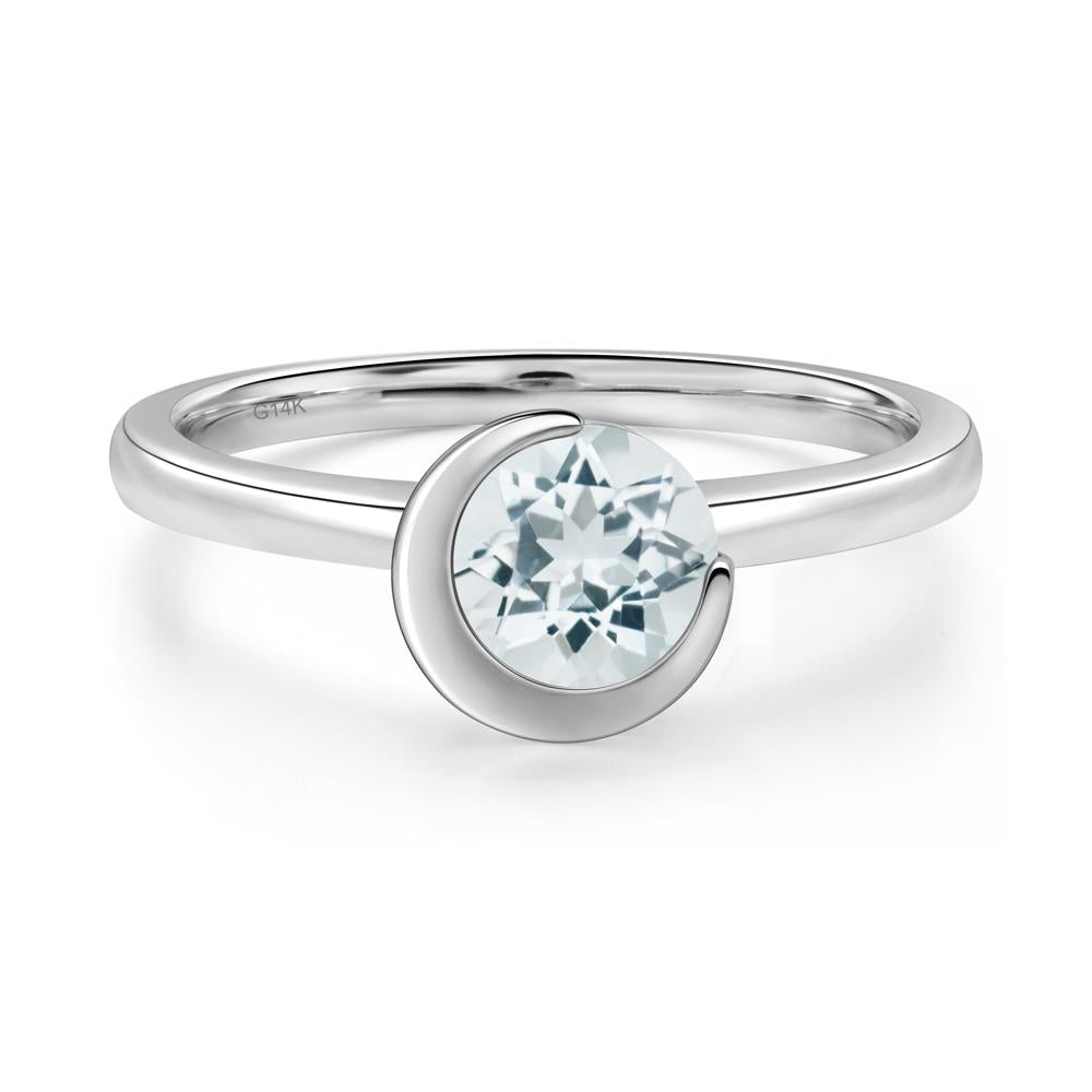 Aquamarine Moon Engagement Ring - LUO Jewelry #metal_14k white gold