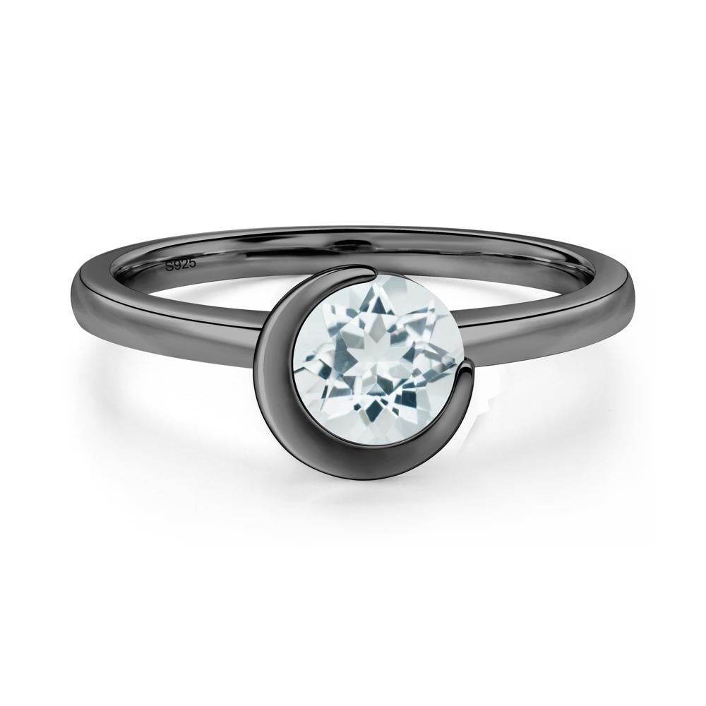 Aquamarine Moon Engagement Ring - LUO Jewelry #metal_black finish sterling silver