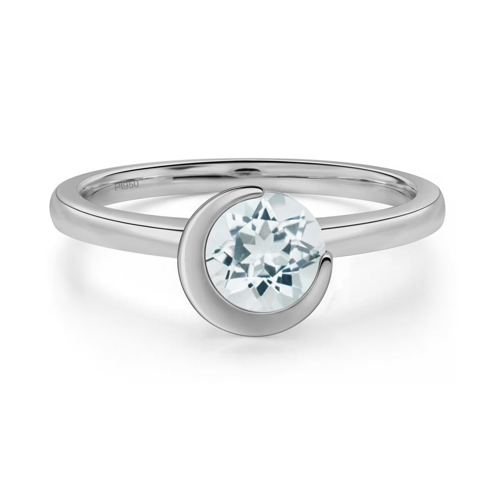 Aquamarine Moon Engagement Ring - LUO Jewelry #metal_platinum