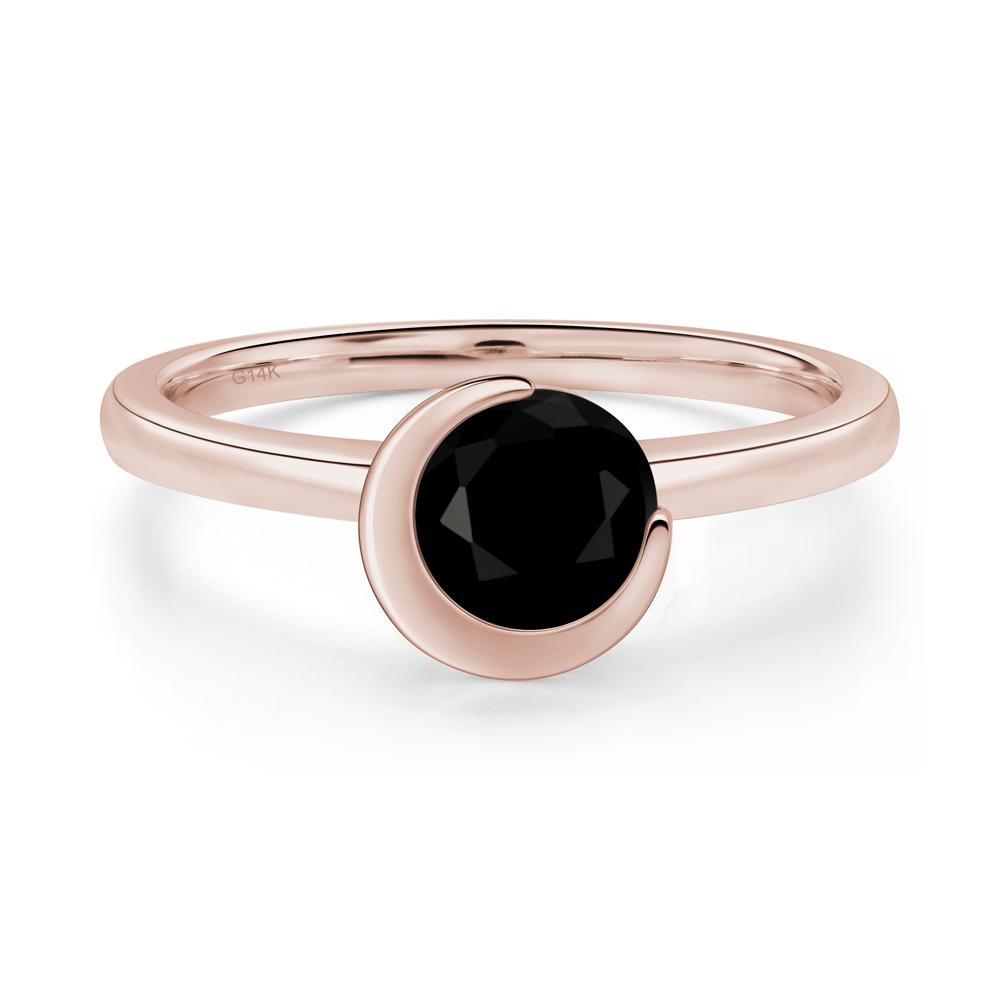 Black Spinel Crescent Moon Ring - LUO Jewelry #metal_14k rose gold