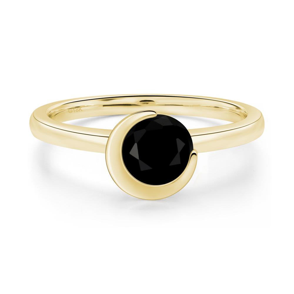 Black Spinel Crescent Moon Ring - LUO Jewelry #metal_18k yellow gold