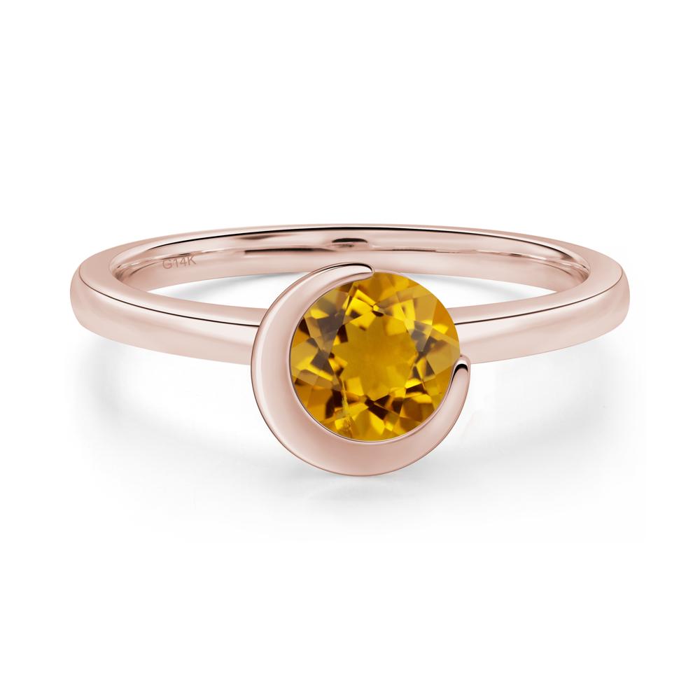 Citrine Unique Bezel Set Engagement Ring - LUO Jewelry #metal_14k rose gold