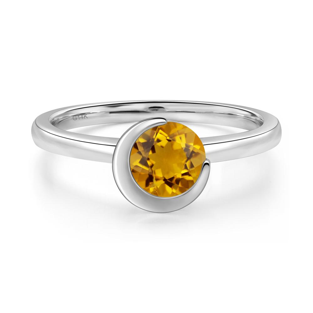 Citrine Unique Bezel Set Engagement Ring - LUO Jewelry #metal_14k white gold